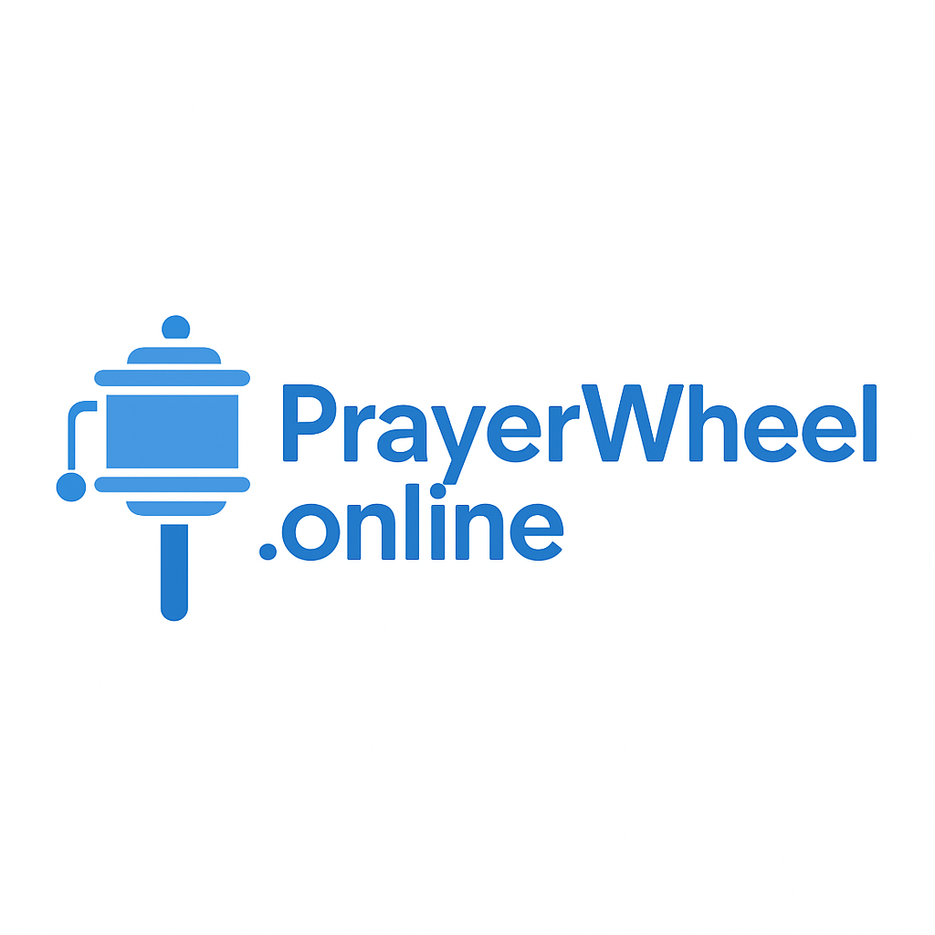 Digital prayer wheel experience providing online access to spiritual practices.

