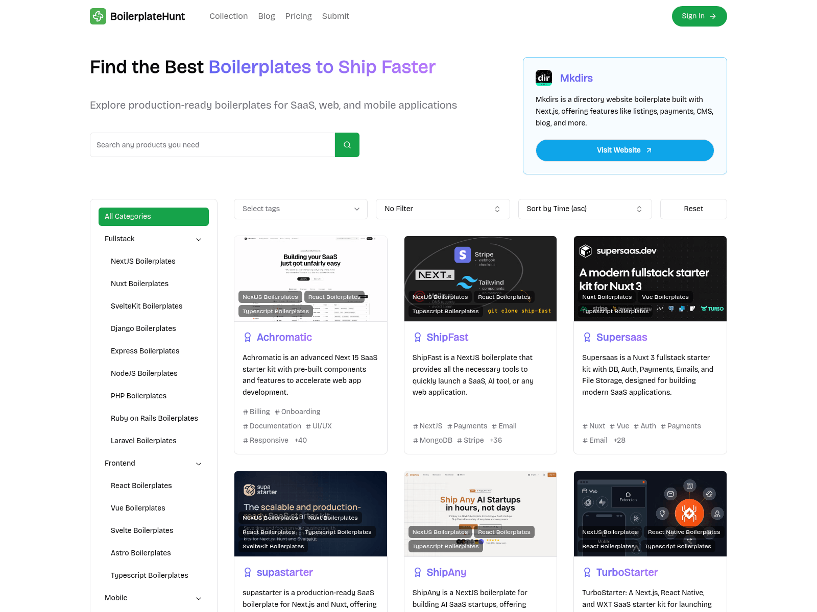 BoilerplateHunt: A directory of production-ready boilerplates for faster SaaS, web, and mobile app development.
