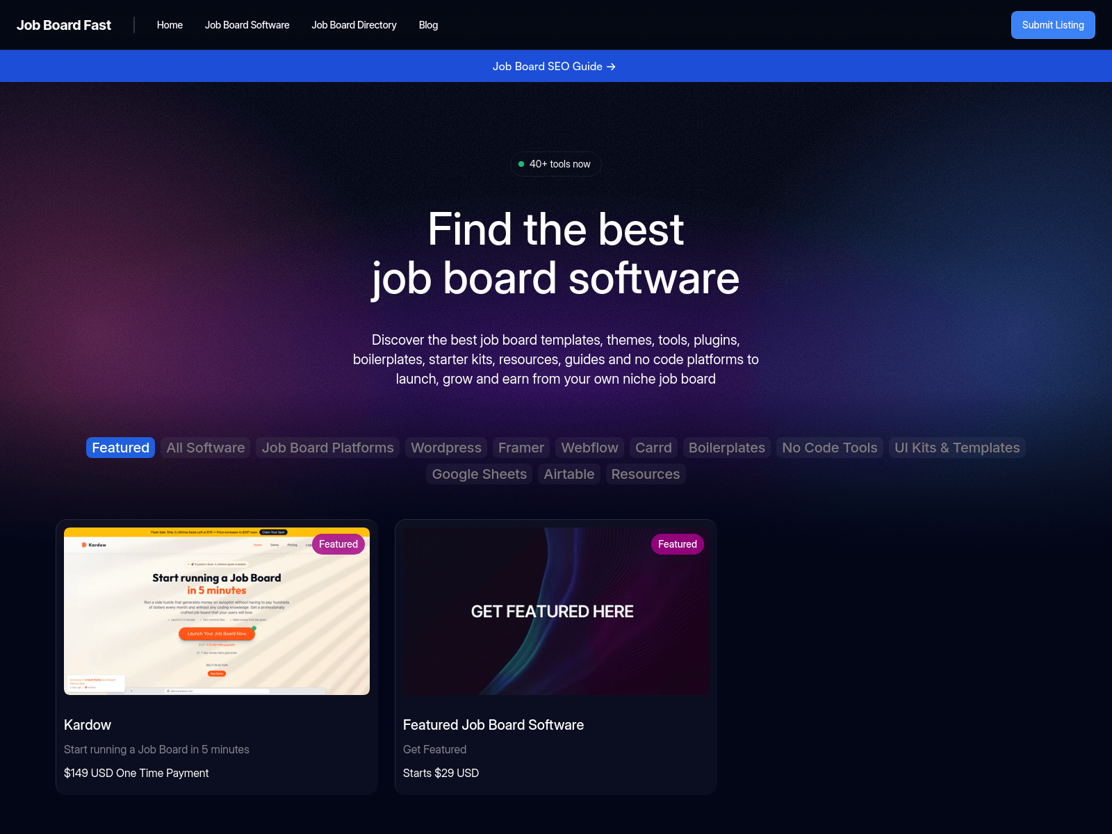 Job Board Fast:  Find job board software, templates, tools, and resources to launch and grow your own niche job board.
