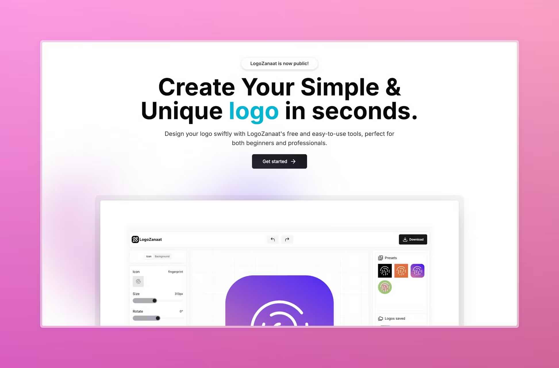 A tool to quickly design simple and unique logos.