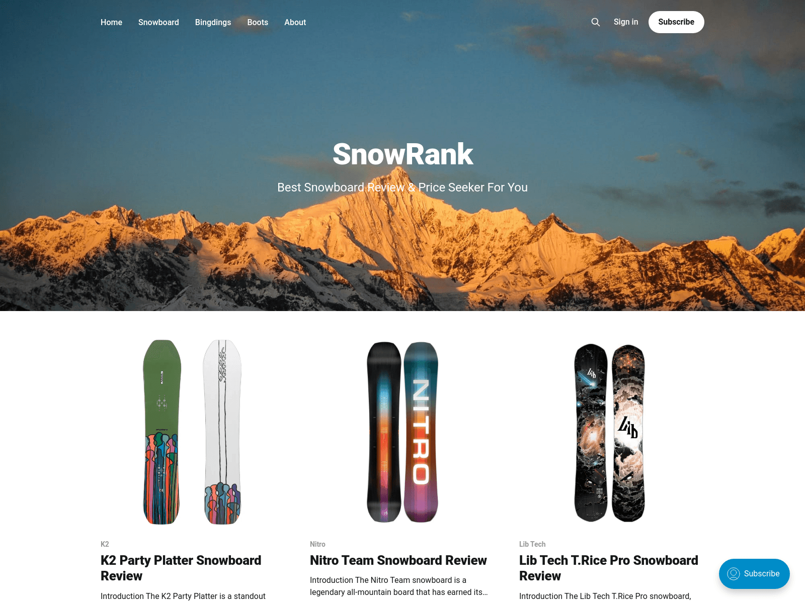 Snowboard gear reviews and price comparisons.
