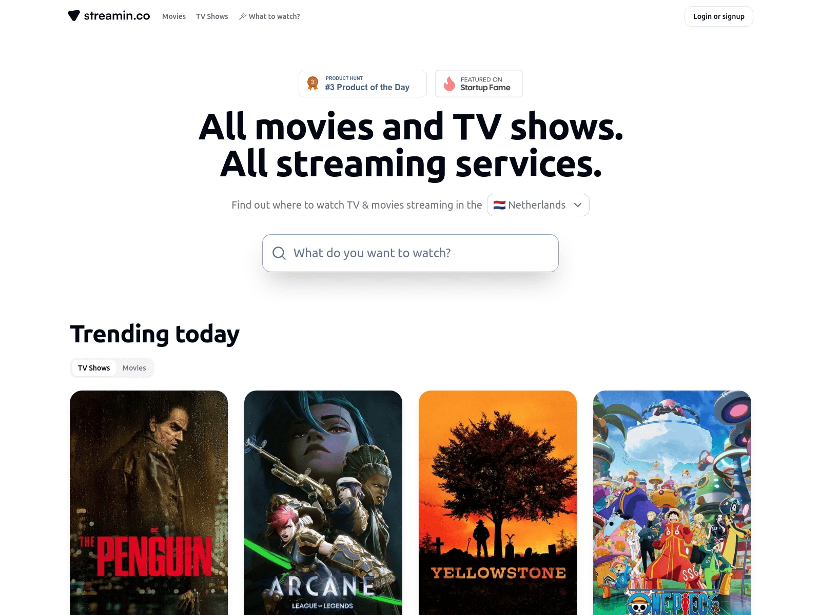 Streamin is a streaming search engine to find movies and TV shows across all streaming services.
