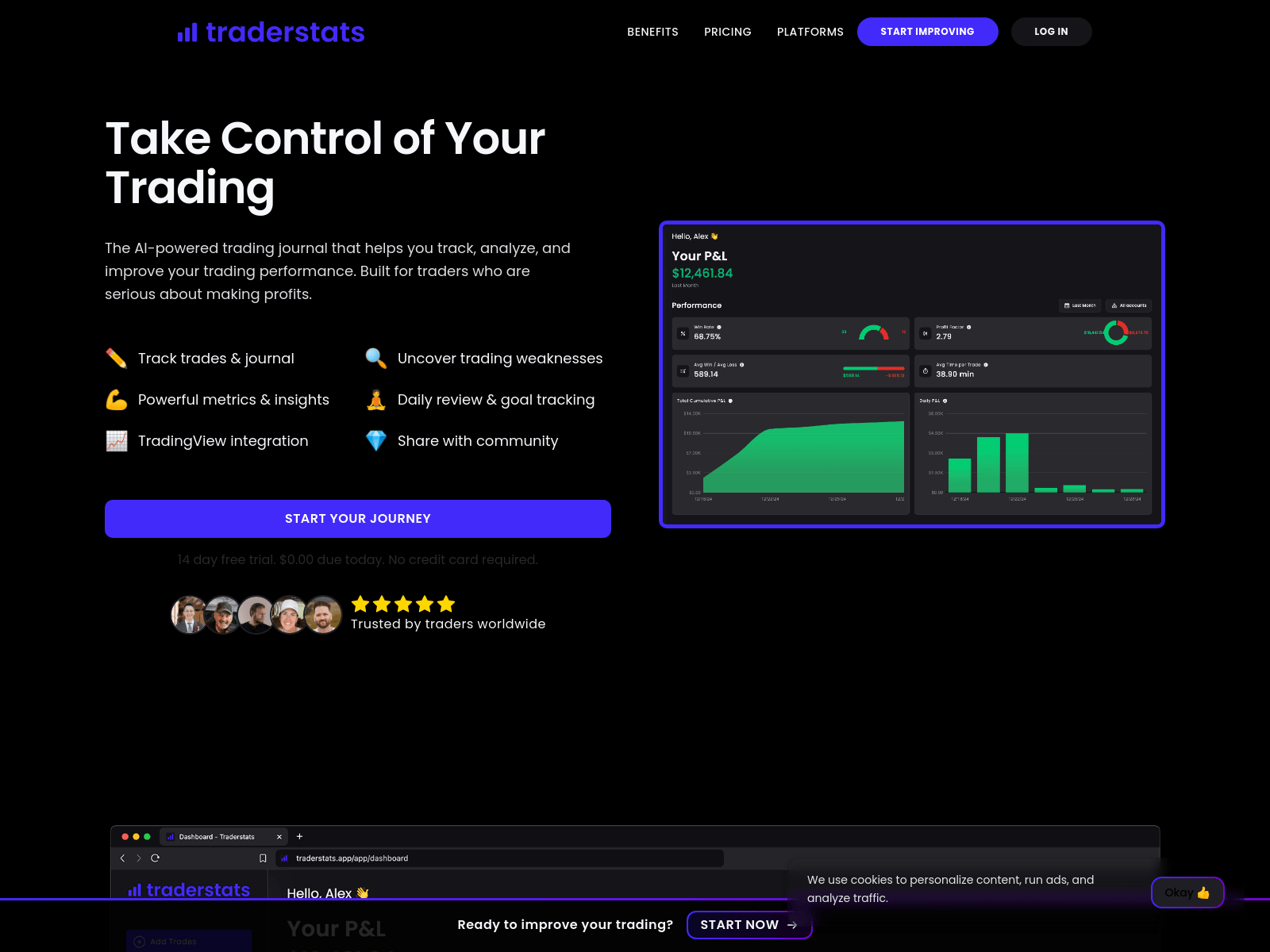 AI-powered trading journal for tracking, analyzing, and improving trading performance; offers a 14-day free trial.
