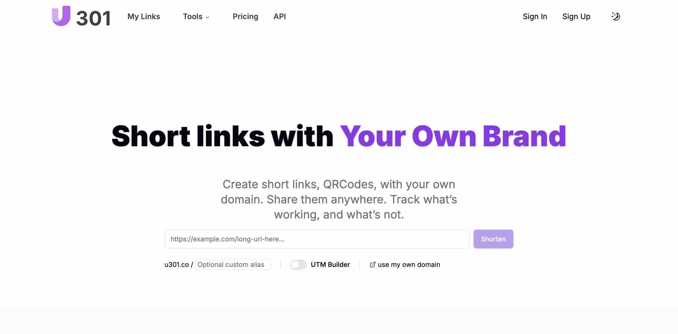 Create short links, QRCodes, with your own domain.