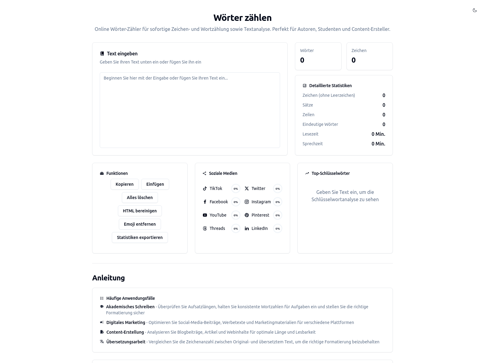 Instant online word, character, sentence, and paragraph counter;  useful for writers and students.
