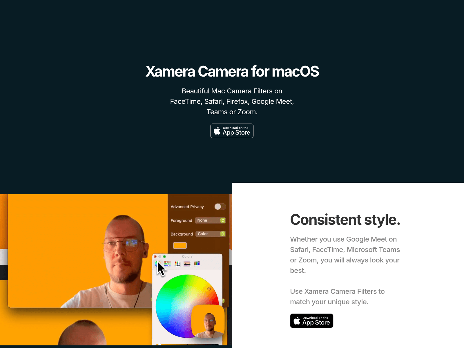 Xamera provides Mac webcam effects and filters for online meetings, compatible with Zoom, Google Meet, and more.
