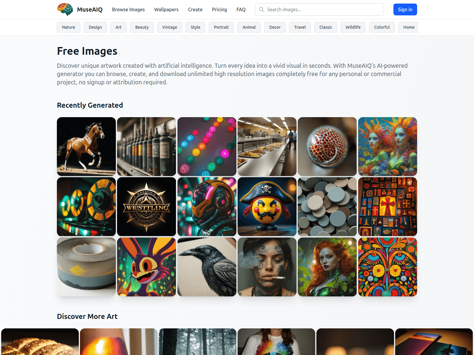 Generate and download unlimited, free, high-resolution AI art instantly for any project.